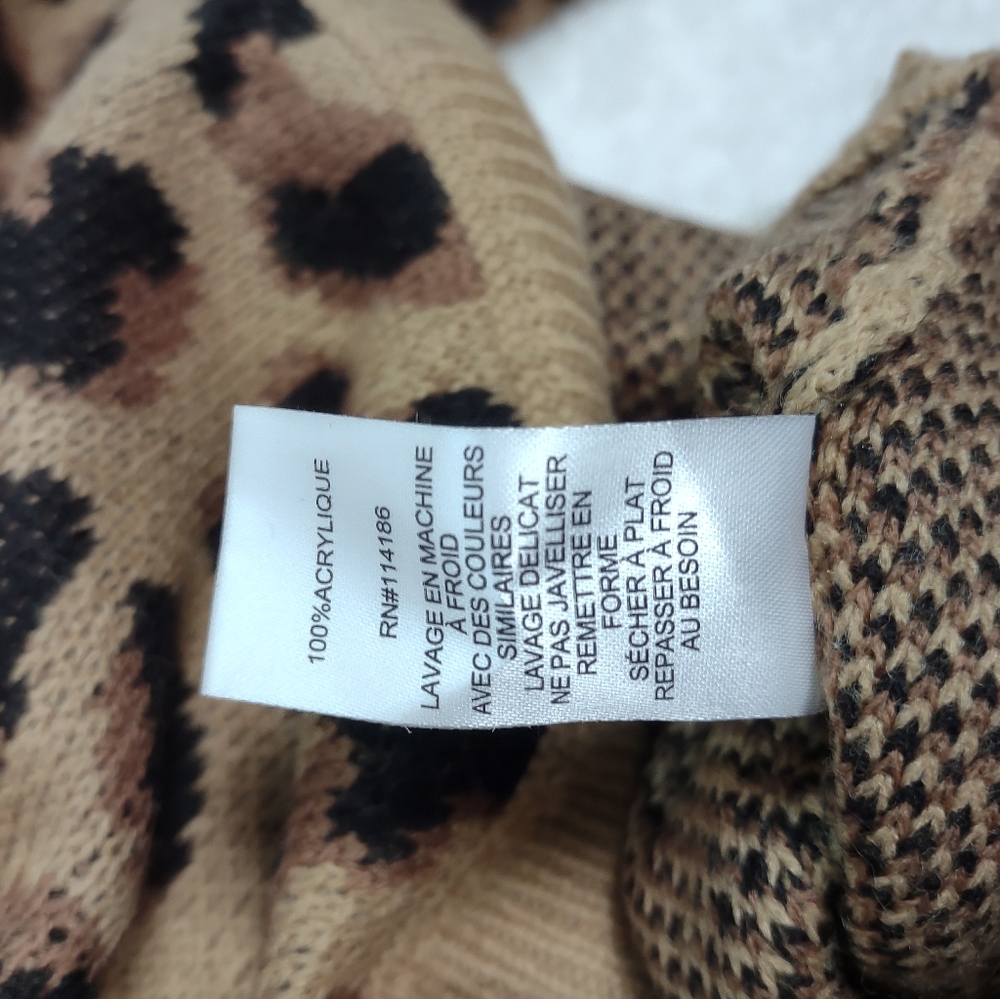 89th+Madison Women's Leopard Print Cowl Neck Sweater Size Medium - Picture 8 of 15